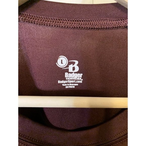 Play Hard Pray Harder Men’s Sz L T Shirt Badger Maroon White - Picture 2 of 6